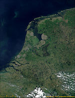 Nasa-Satellietbeeld van Nederland