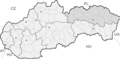 Mapa z wuzběhowanym Prešovskim krajom