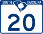 South Carolina Highway 20 marker
