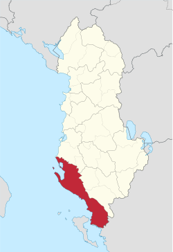 Location of Vlorë County within Albania.