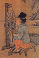 Фрагмент свитка "Прялка" (ок. 1270) китайского художника Вана Чжочэня. Империя Сун