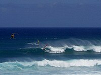 Wave sailing at Ho'okipa Beach Park, North Shore Maui, a location for many international wave competitions.