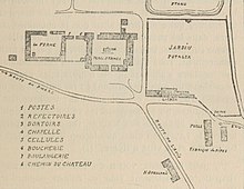 Plan en noir et blanc figurant des bâtiments et des voies.