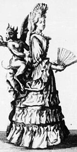 Karikatuur van een Cul de Paris van rond 1700