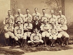 Albert "Doc" Bushong with 1889 Brooklyn Bridgrooms