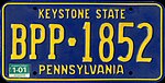 Номерной знак Пенсильвании 1987 года BPP-1852.jpg
