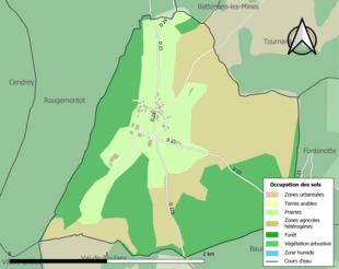 Carte en couleurs présentant l'occupation des sols.