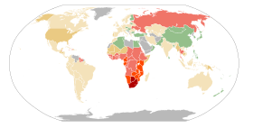 انتشار فيروس نقص المناعة البشرية/الإيدز في جميع أنحاء العالم