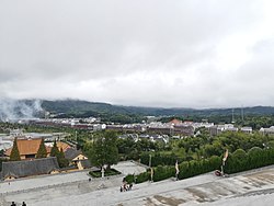 A commanding view of Miyin Temple and Weishan Township in October 2017.