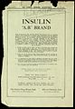 Advertisement for A.B. brand insulin, May 1923