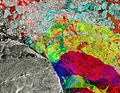 Ice movement in Alert, Canada. False colour RGB image of scans from three different months.