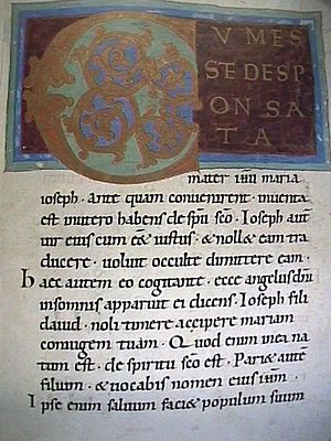 A page from an 11th century Gospel of Matthew ...
