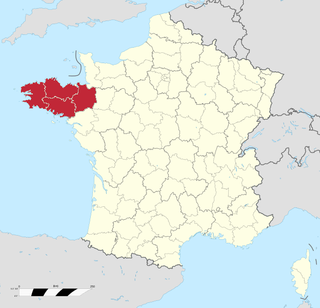 Карта Франції з позначенням регіону Бретань
