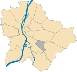 Položaj Kispesta na karti Budimpešte.
