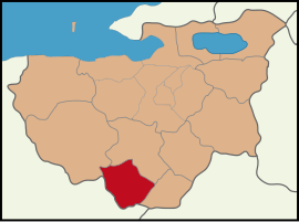 Map showing Büyükorhan District in Bursa Province
