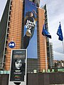 Campaign ad against the closure of the Turów lignite mine in front of the European Commission headquarters, May 2021