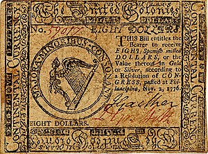 Continental Currency $8 banknote obverse (November 2, 1776).jpg