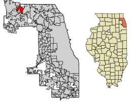 Location of Inverness in Cook County, Illinois.