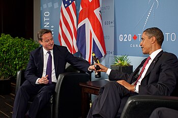 English: US President Barack Obama and British...