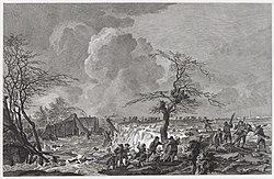 Doorbraak van Waaldijk bij Doornik, tussen Bemmel en Lent, 21 februari 1799.