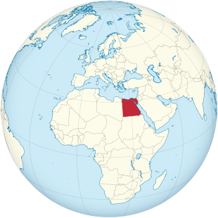 Egypt on the globe (de-facto + disputed hatched) (North Africa centered).svg