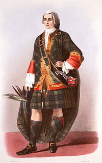 A depiction of the Clan Forbes clan chief illustrated by R. R. McIan, from James Logan's The Clans of the Scottish Highlands, 1845 Forbes (R. R. McIan).jpg