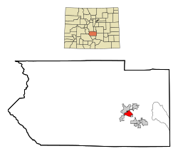 Location of the Lincoln Park CDP in Fremont County, Colorado.Colorado