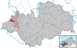 Elhelyezkedése Mecklenburg-Elő-Pomeránia térképén