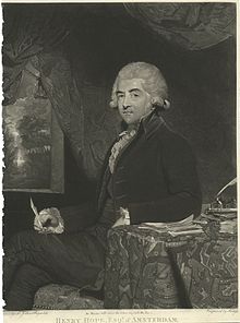 Henry Hope in 1788, mezzotint by Charles Howard Hodges after a now-lost painting by Sir Joshua Reynolds. HenryHope.jpg