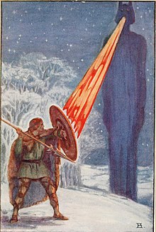 Fionn fighting Aillen, illustration by Beatrice Elvery in Violet Russell's Heroes of the Dawn (1914) Heroes of the dawn (1914) (14750481494).jpg