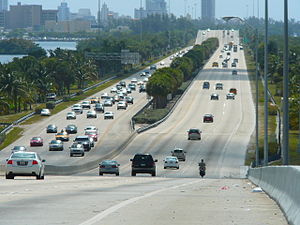 The Julia Tuttle Causeway, one of the major ar...