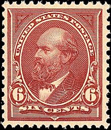 Garfield, Issue of 1894
1st postage stamp printed by BEP James Garfield2 1894 Issue-6c.jpg