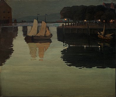 Johan Rohde: Sildig Aften ved Havnemolen i Hoorn, 1893 Den Hirschsprungske Samling.