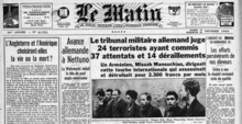 Numérisation de la manchette du journal Le Matin.