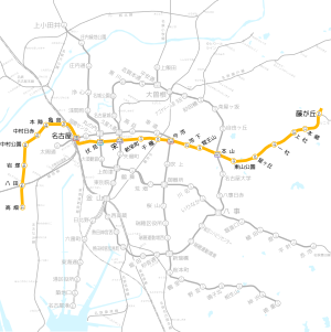 Linemap of NMS Higashiyama Line.svg