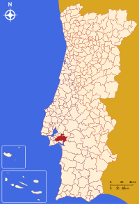 Palmela belediyesini gösteren Portekiz haritası