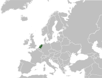 Map of the Netherlands within Europe.