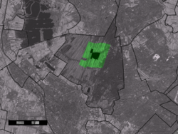 The town centre (dark green) and the statistical district (light green) of Maartensdijk in the municipality of De Bilt.