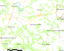 Mapa obce Savignac-Lédrier