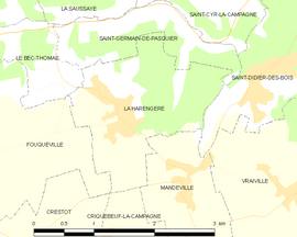 Mapa obce La Harengère