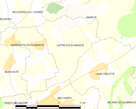 Mapa obce Laître-sous-Amance