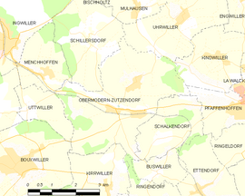 Mapa obce Obermodern-Zutzendorf