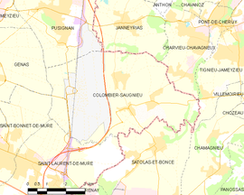 Mapa obce Colombier-Saugnieu