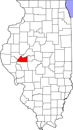 Map of Illinois highlighting Cass County