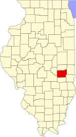 Карта штата Иллинойс с выделением округа Коулс
