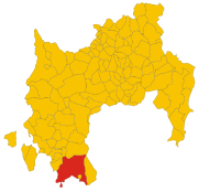 Lokasi Teulada di Provinsi Sardinia Selatan