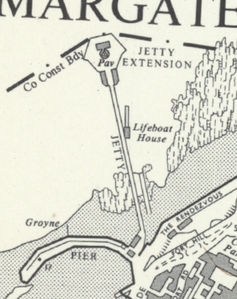 The pier, including lifeboat station, shown on a circa 1949 map