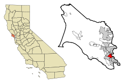 Location of Corte Madera within Marin County, California.