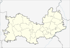 Mapa konturowa Mordowii, blisko centrum na lewo znajduje się punkt z opisem „Krasnosłobodsk”