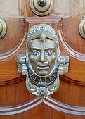 Door knocker depicting an Eagle warrior in Querétaro, Mexico.